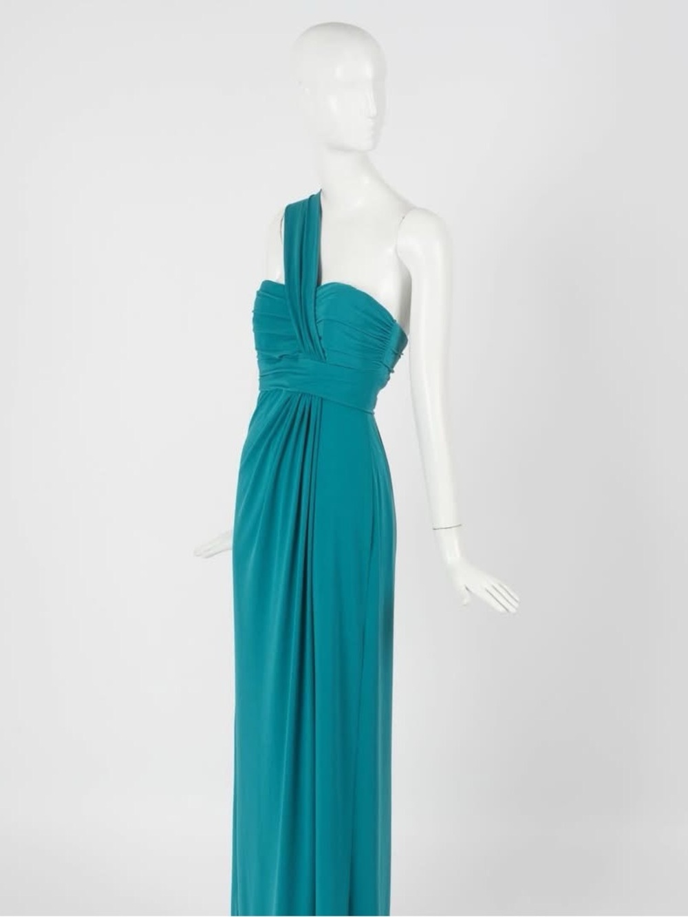 NWT Amsale One/Shoulder Teal Evening Gown